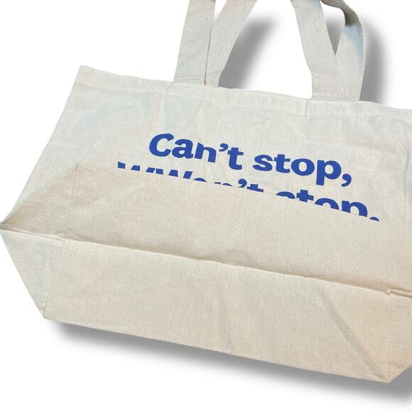 Weight Watchers WW Can't Stop WWon't Stop Canvas Tote Rare Natural 18"W - Picture 4 of 9